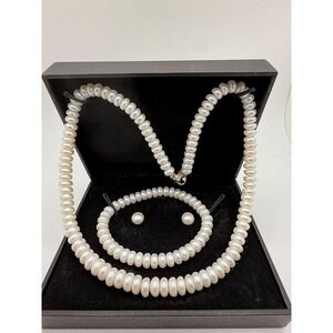 Honora Freshwater Pearl Jewelry Set Necklace Bracelet Earrings White‎ 18"